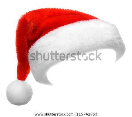 Single Santa Claus red hat isolated on white background Royalty-Free Stock Photo #115742953