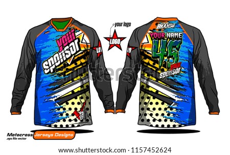 Long sleeve Motocross jerseys t-shirts vector, 
graphic design for football uniforms, unisex cycling, navy submariner and sportswear.