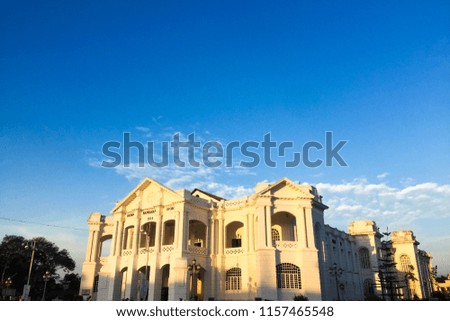 Beautiful view of Ipoh Townhall,Perak,Malaysia during sunrise. Soft focus,motion blur due to long exposure