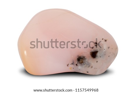 Pink opal stone isolated on white background
