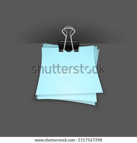 Clothes peg office sticker paper banner. Clerical pin for paper background. Office clip with paper sticker poster. Clerical clerk with paper sheet sticker banner