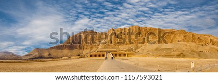 Temple of Queen Hatshepsut, View of the temple in the rock in Egypt Royalty-Free Stock Photo #1157593021