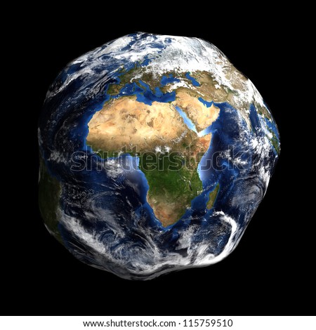 Damaged Earth showing Europe and Africa. Extremely detailed image, including elements furnished by NASA.