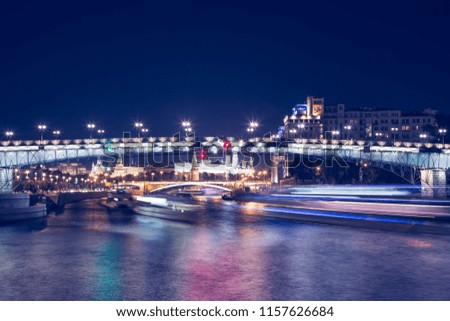 Night view of the Kremlin and Moskva River, Moscow, Russia--the most popular view of Moscow