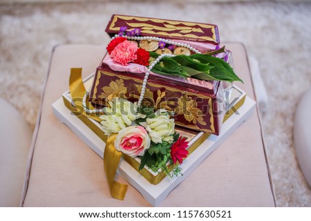 Tepak Sireh. A tradition and culture for Malays during a wedding ceremony in Malaysia. Royalty-Free Stock Photo #1157630521