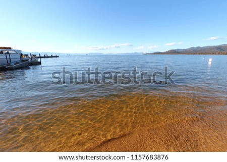 View of  Lake Tahoe from the beach.