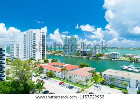 Aerial view of Miami Beach, Florida, USA. 