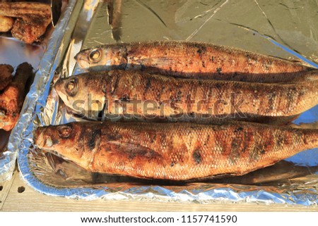 Picture of fish cooked on the grill.