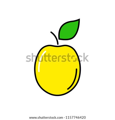 Yellow apple. Vector illustration.