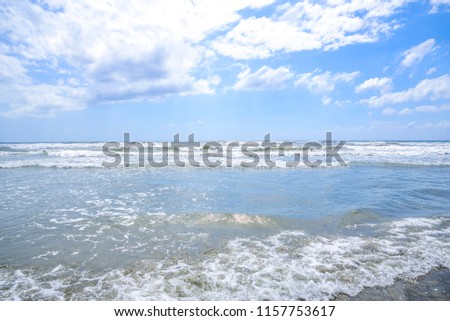 sea waves break on the sunny beach