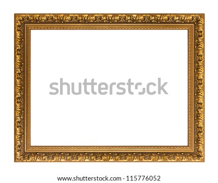 Golden picture frame  isolated on white background