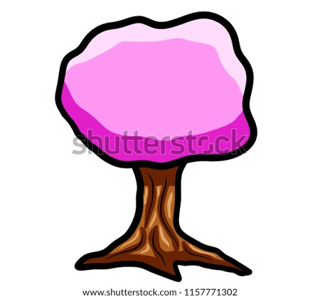 Digital illustration of a pink fantasy tree