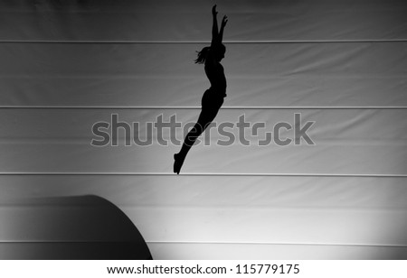 silhouette of girl jumping on trampoline