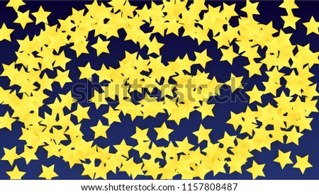 Abstract Background with Many Random Falling Yellow Stars Confetti. Invitation Background. 
 Abstract Decoration for Party, Birthday Celebrate, Anniversary or Event, Festive. Vector illustration 