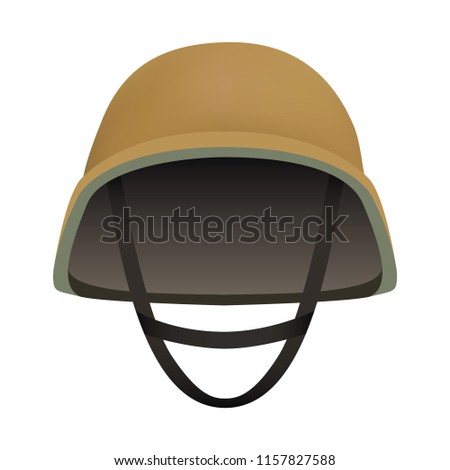 Front of desert helmet mockup. Realistic illustration of front of desert helmet vector mockup for web design isolated on white background