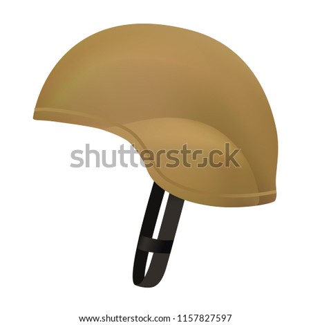 Desert color army helmet mockup. Realistic illustration of desert color army helmet vector mockup for web design isolated on white background