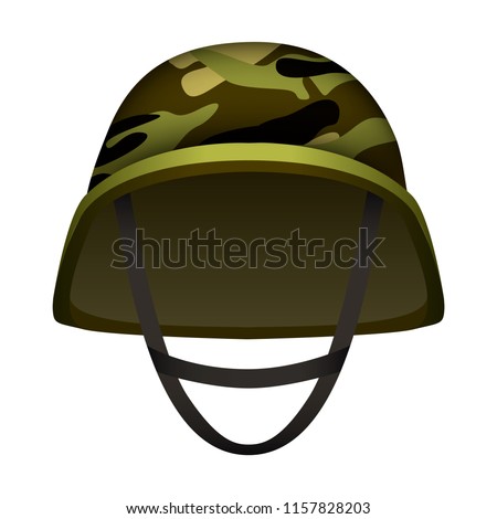 Modern camo army helmet mockup. Realistic illustration of modern camo army helmet vector mockup for web design isolated on white background
