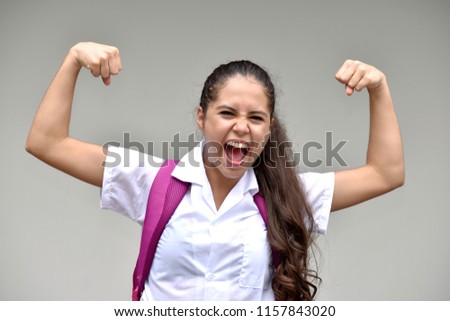 Student Teenager School Girl And Muscles