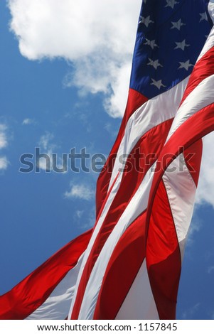 American flag in gentle breeze