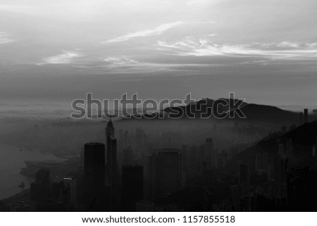 Misty and Cloudy view at Hong Kong in B&W color