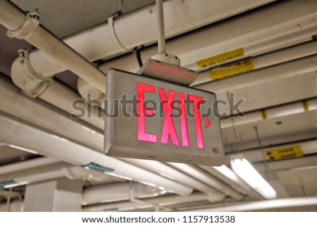 Exit sign in the underground parking