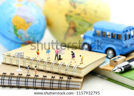 Miniature people : student and children with teacher,Education concept.