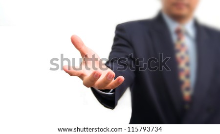 Businessman Holding on the whiteboard, Selective focus on the hand.