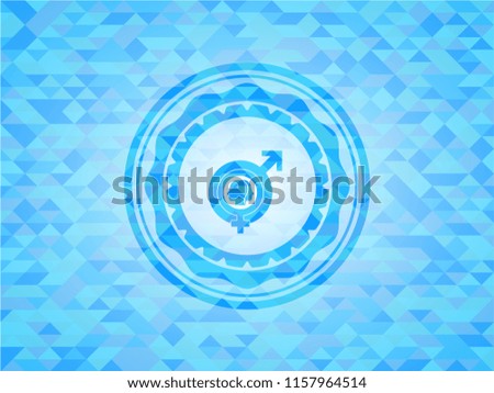 gender dysphoria icon inside light blue mosaic emblem
