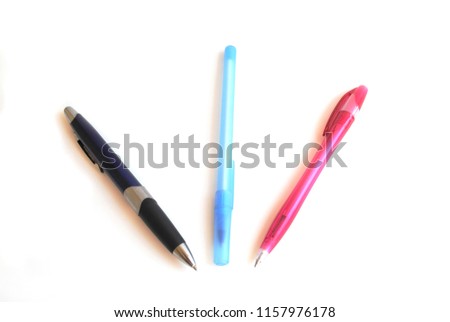 pens on white background