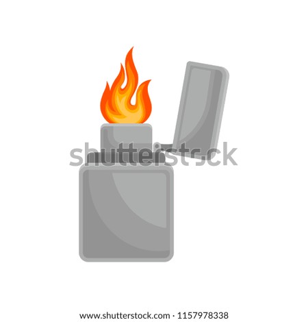 Lighter with burning flame vector Illustration on a white background