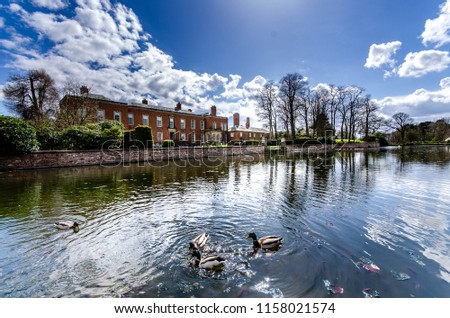 Stunning landscape of Dunham Massey, old historical stately home near Manchester,  the National Trust, national parks, NT Royalty-Free Stock Photo #1158021574