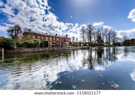 Stunning landscape of Dunham Massey, old historical stately home near Manchester, the National Trust, national parks, NT Royalty-Free Stock Photo #1158021577