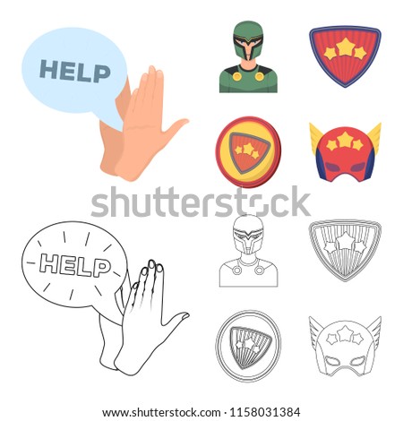Man, mask, cloak, and other web icon in cartoon,outline style.Costume, superman, superforce, icons in set collection.