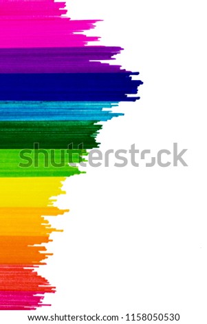 Abstract, Collection of drawn colorful brushes. Creative Design Rainbow on white background. Royalty-Free Stock Photo #1158050530