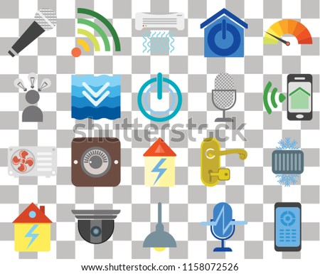 Set Of 20 transparent icons such as Remote, Smartphone, Meter, Smart home, Home, Wifi, Handle, Smart, transparency icon pack, pixel perfect