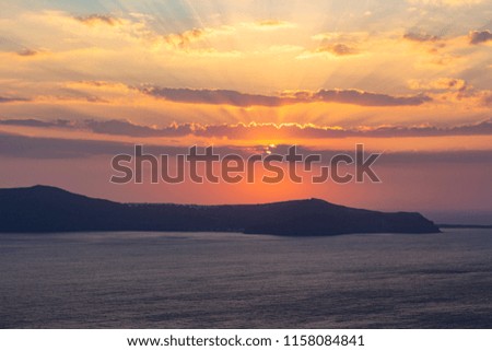 Beautiful and amazing sunset from a greek island