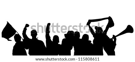 Fans Cheering Silhouette on white background