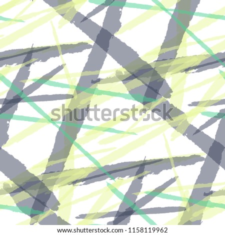Abstract Vector Pattern. Grunge Texture with Dry Brush Strokes for Plaid, Cloth, Blanket. Trendy Background in Modern Style. Noisy Seamless Texture.
