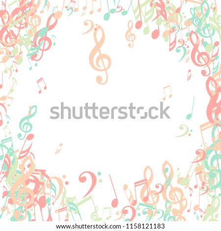 Musical Signs. Modern Background with Notes, Bass and Treble Clefs. Vector Element for Musical Poster, Banner, Advertising, Card. Minimalistic Simple Background.