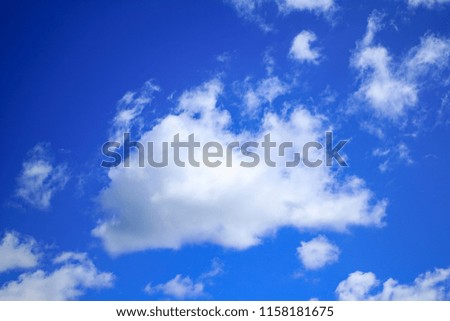 blue sky and heavy, white clouds