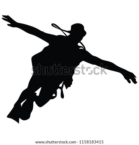 Scuba diving silhouette vector illustration isolated on white background.. Sport underwater, lake, sea, glove and flashlight, mask and snorkel. Diving school, Scuba school. Beach fun, fishing,swimming