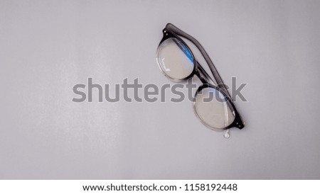 glasses  top view copy space on gray background