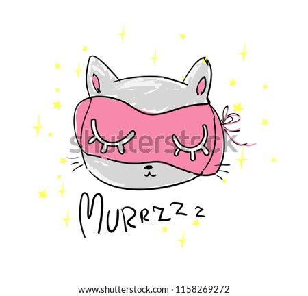 cat in the sleep mask vector illustration