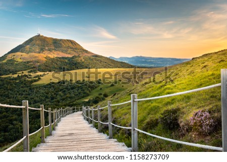 Mountains chain puy de Dome - Auvergne, France Royalty-Free Stock Photo #1158273709