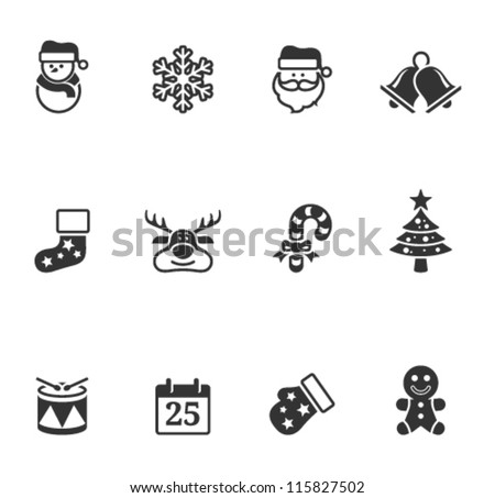 Christmas icons in single color