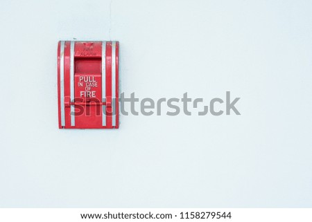 Fire alarm system. Pull danger fire safety box. Break red alarm equipment detector safe detector.