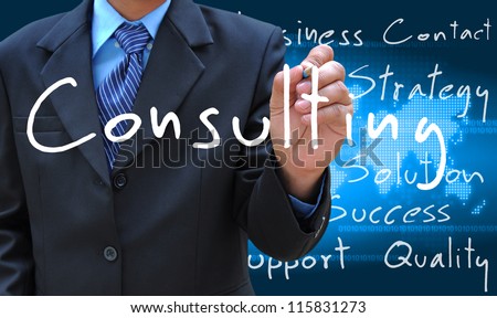 businessman hand writing consulting Royalty-Free Stock Photo #115831273