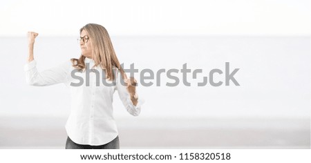 senior beautiful woman gesturing and expressive. full body view