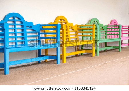 Set of bright vector multicolored benches