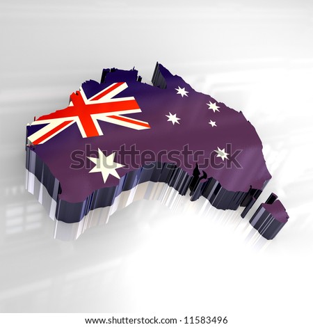 3d flag map of australia